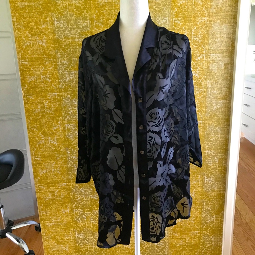 Vintage | burnout velvet rose top